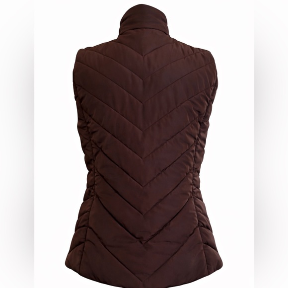 NWT Michael Kors Quilted Puffer Vest Brown Gold Zip Size Small Retails $195 - Picture 3 of 8